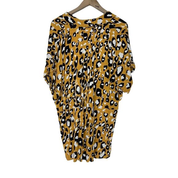 Jones New York Mustard Leopard Print Flowy Boho Print Tunic Top Women's Size XL - Picture 2 of 7